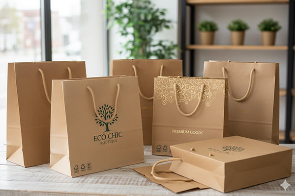 Premium paper bags with custom printing and handles