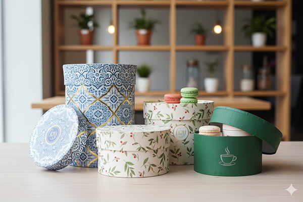 Cylindrical round boxes for specialty packaging